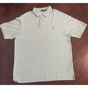 Polo Ralph Lauren Polo Shirt Men 2XLT Blue Green Short Sleeve Preppy Golf Sporty